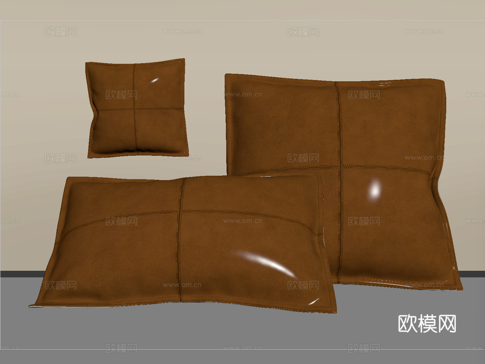 现代抱枕 皮革抱枕su模型