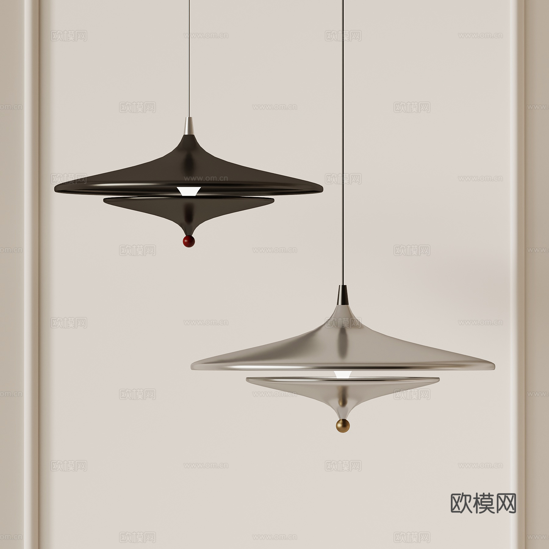 现代意式吊灯 金属吊灯 鱼线吊灯su模型