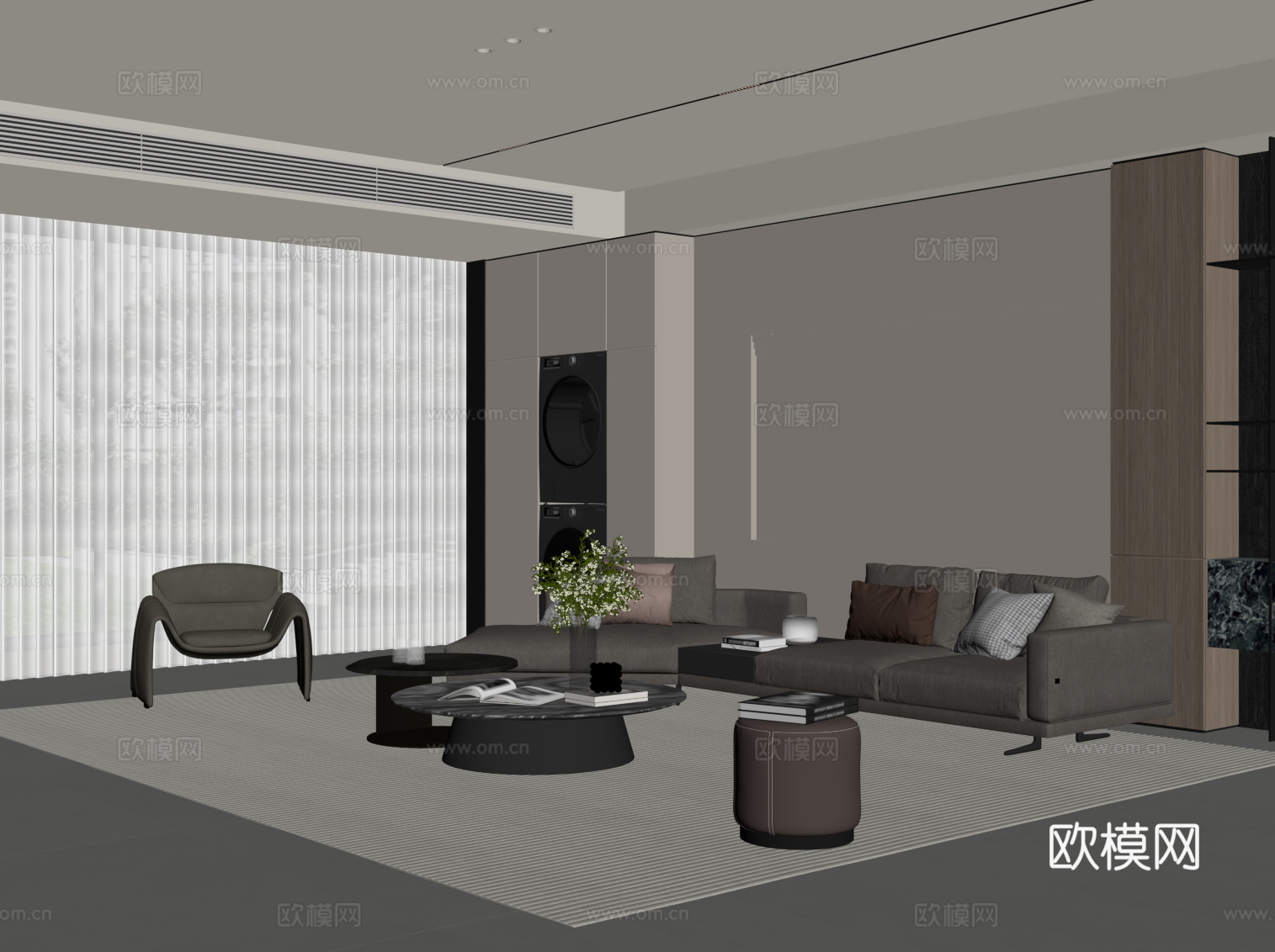 意式客厅su模型