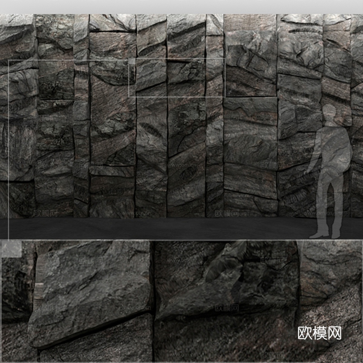 山石墙3d模型下载