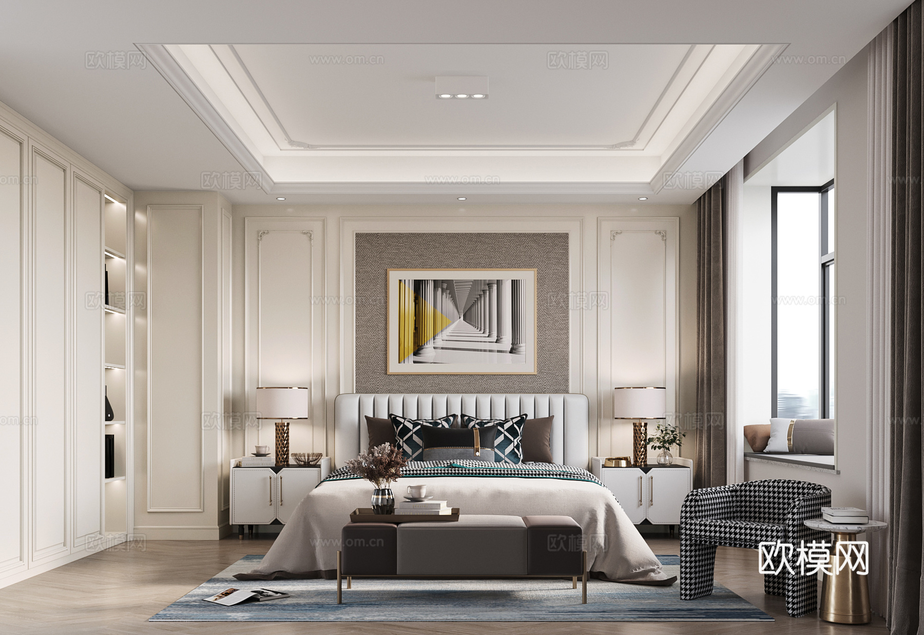 轻奢现代法式别墅 最新全套施工图 效果图合集cad施工图