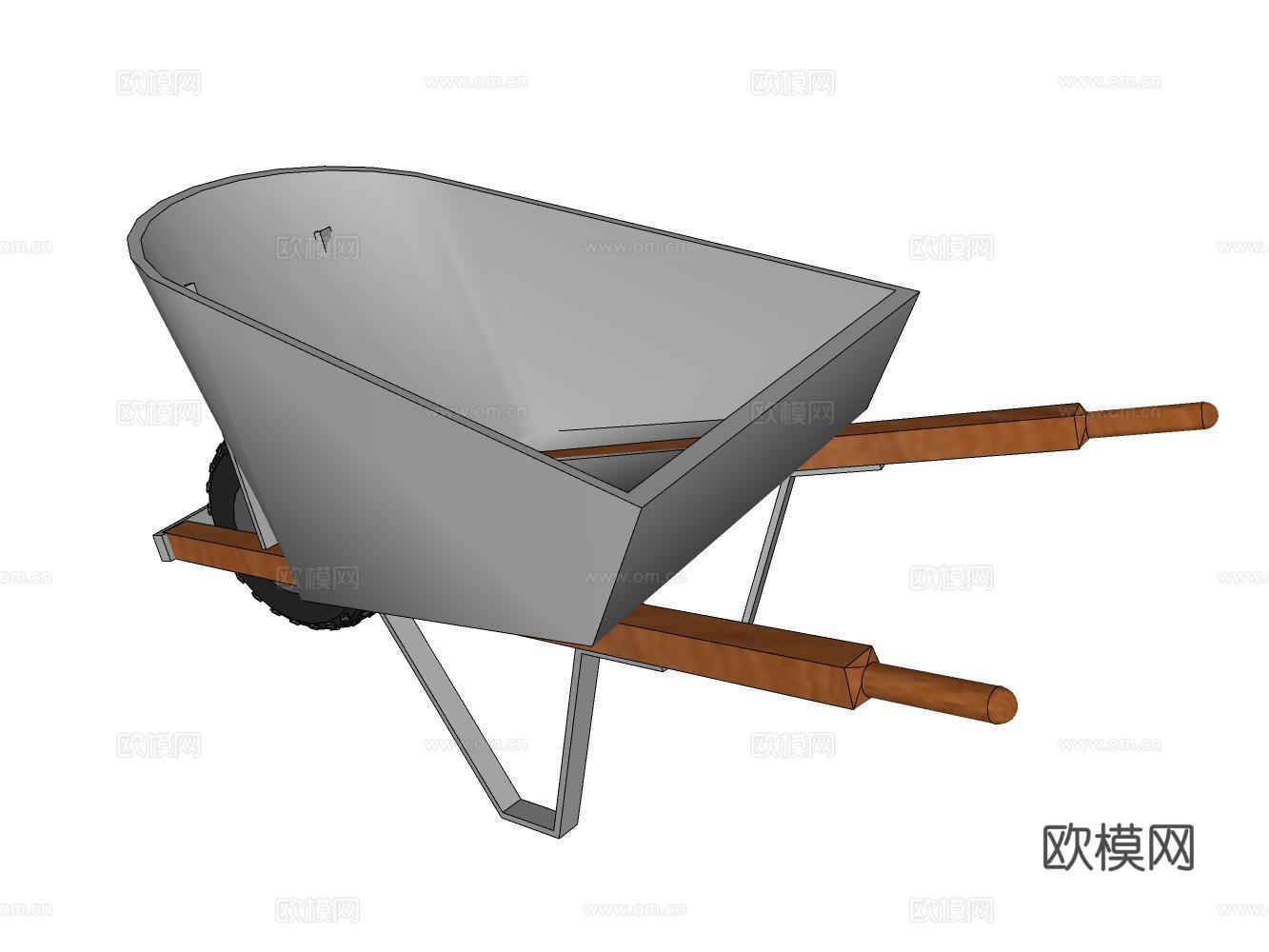 独轮车工地推车su模型