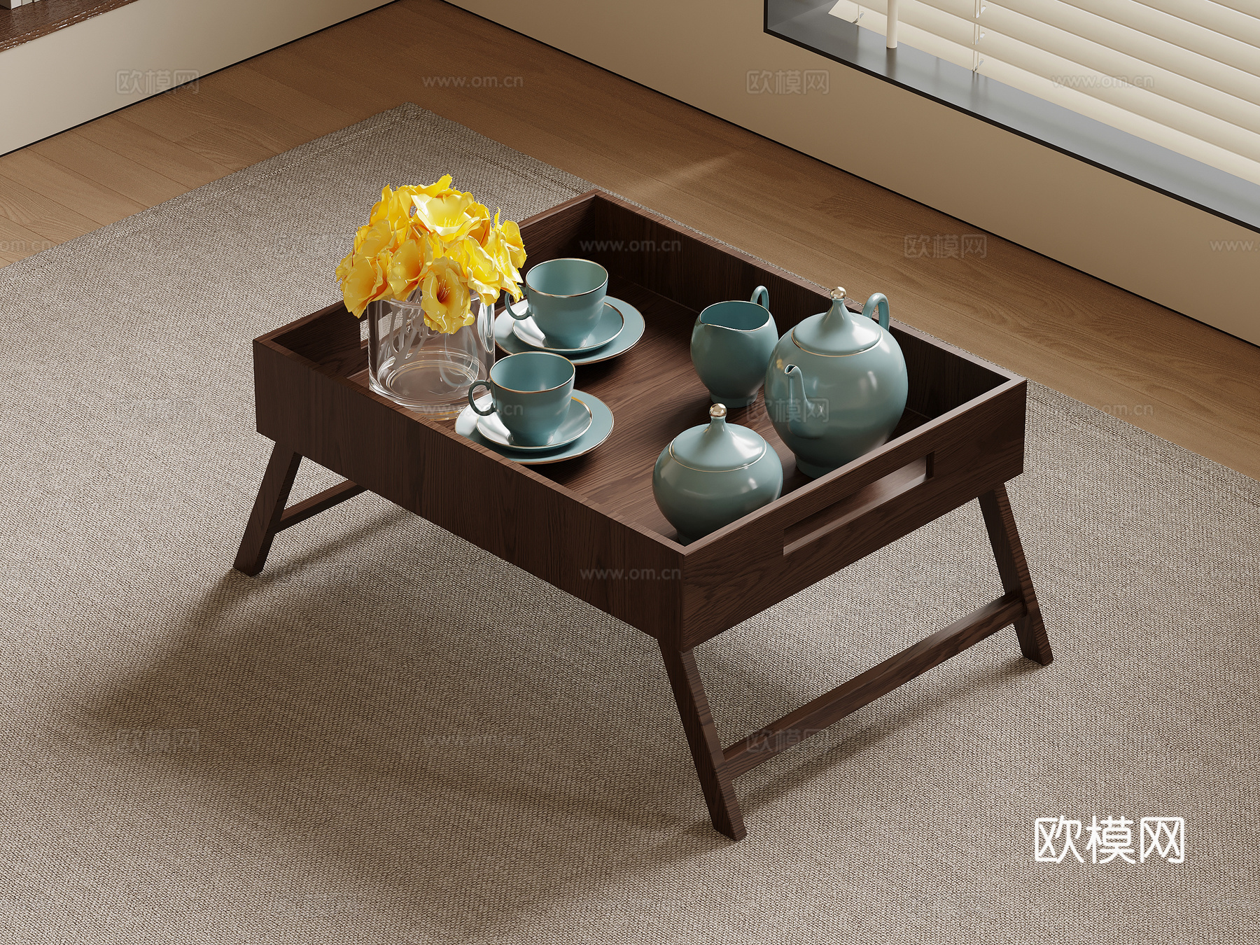 中古风茶桌su模型