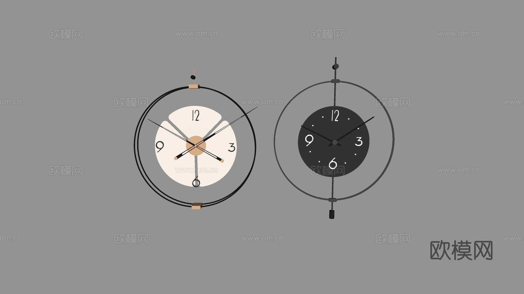 创意黑白挂钟 客厅背景墙装饰 现代简约时钟su模型