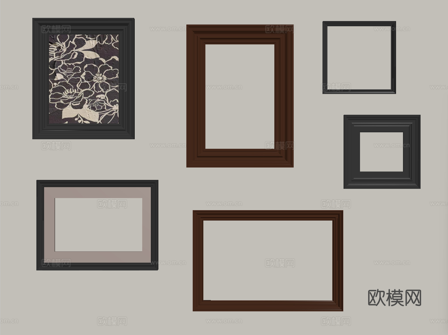 中古风装饰画 相框 画框su模型