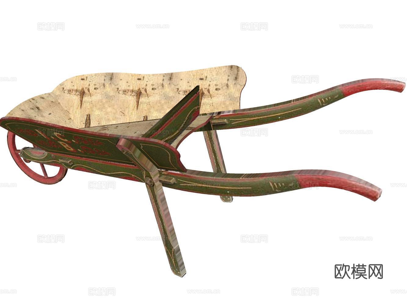 独轮车工地推车su模型