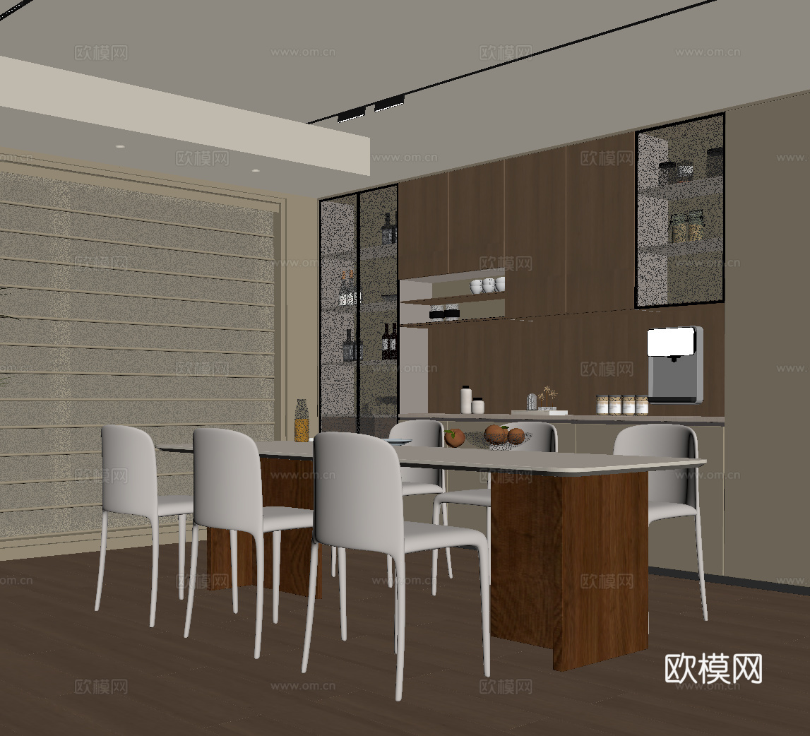 中古风餐厅su模型