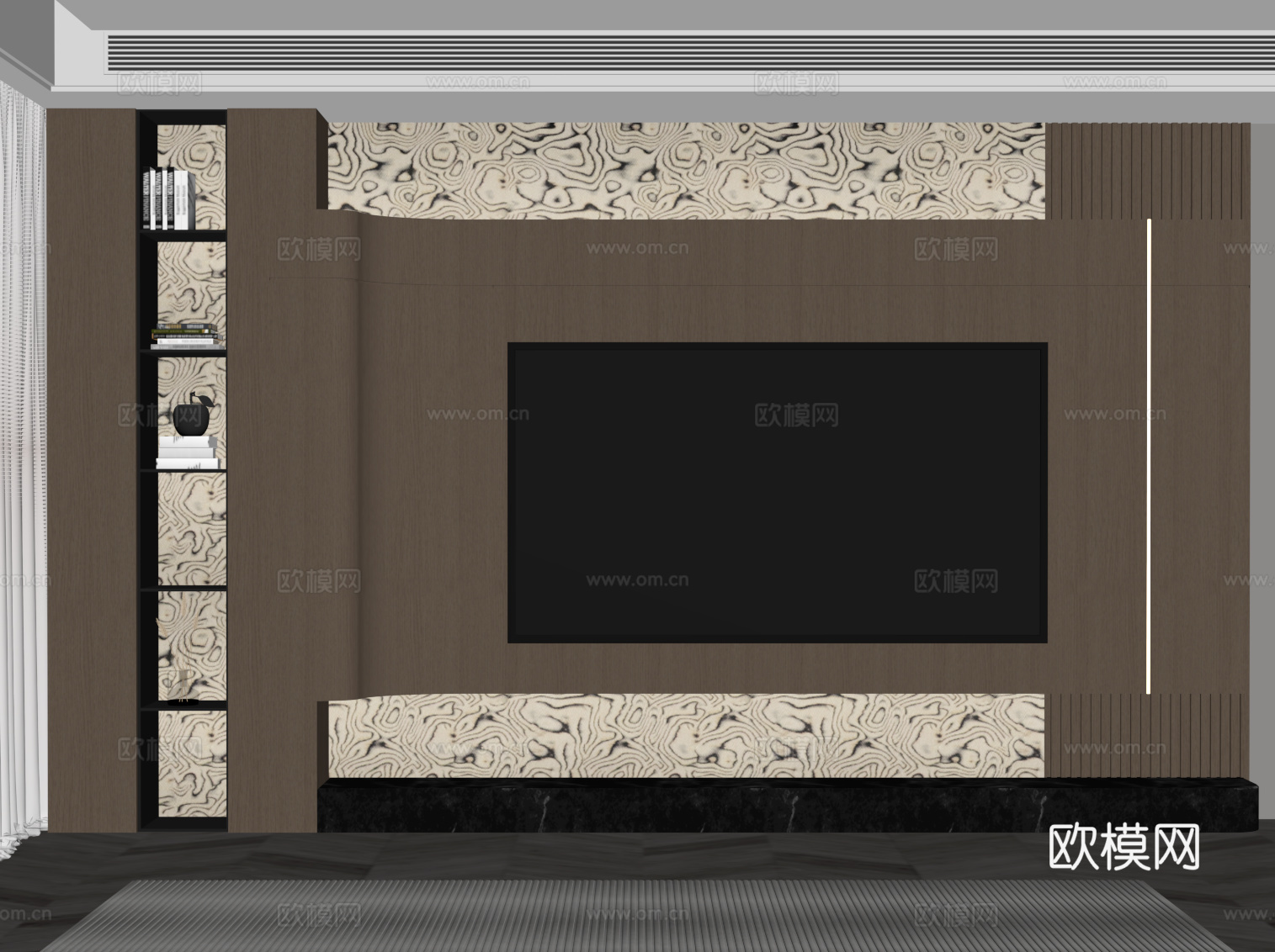 意式电视背景墙免费su模型