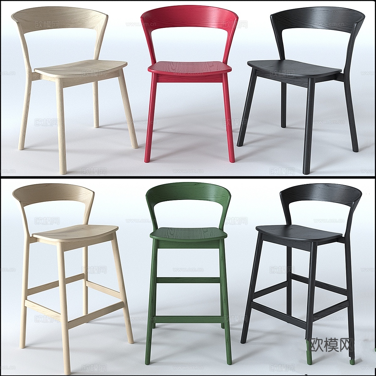 Traba Edith咖啡椅与吧凳3d模型下载