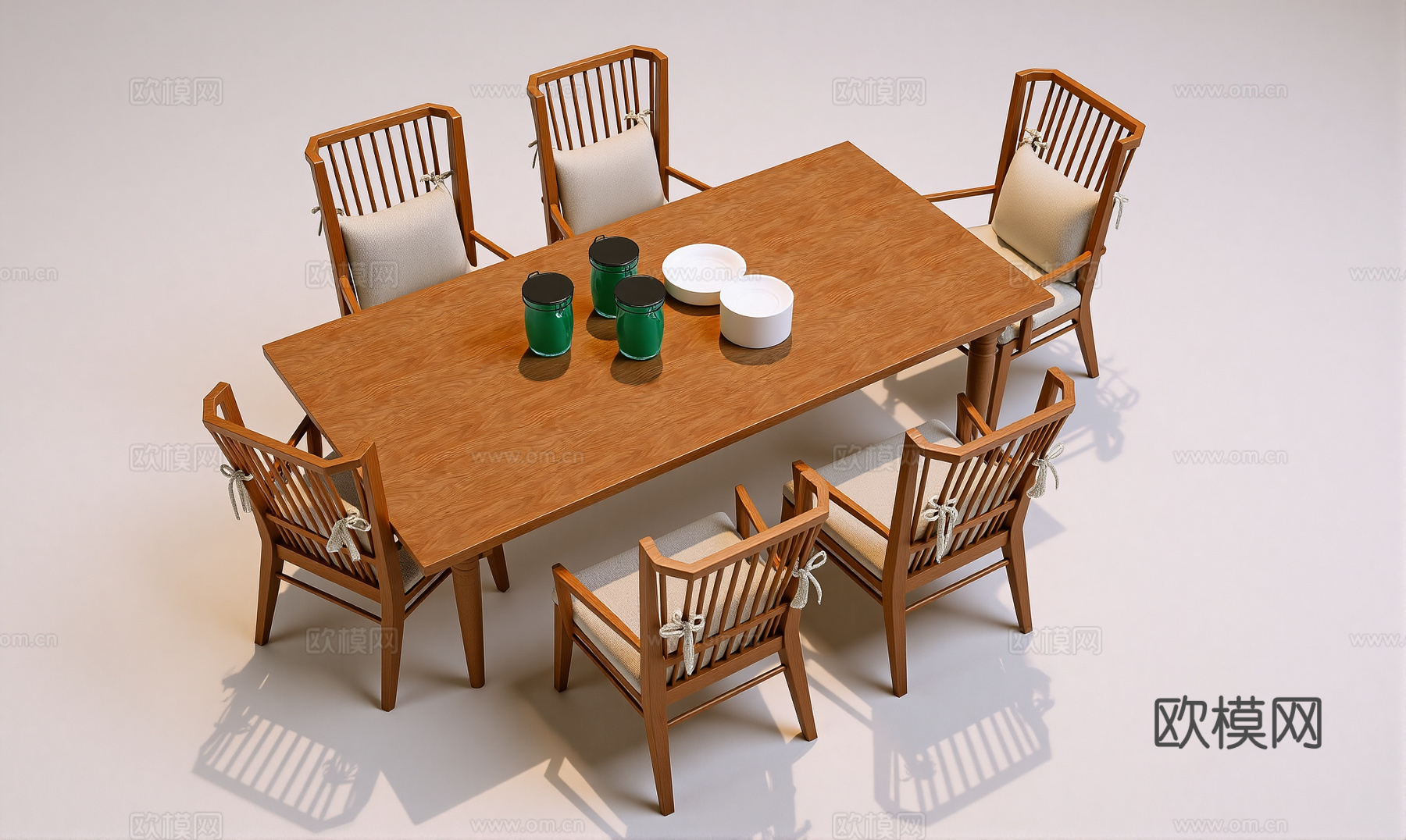 新中式餐桌椅su模型