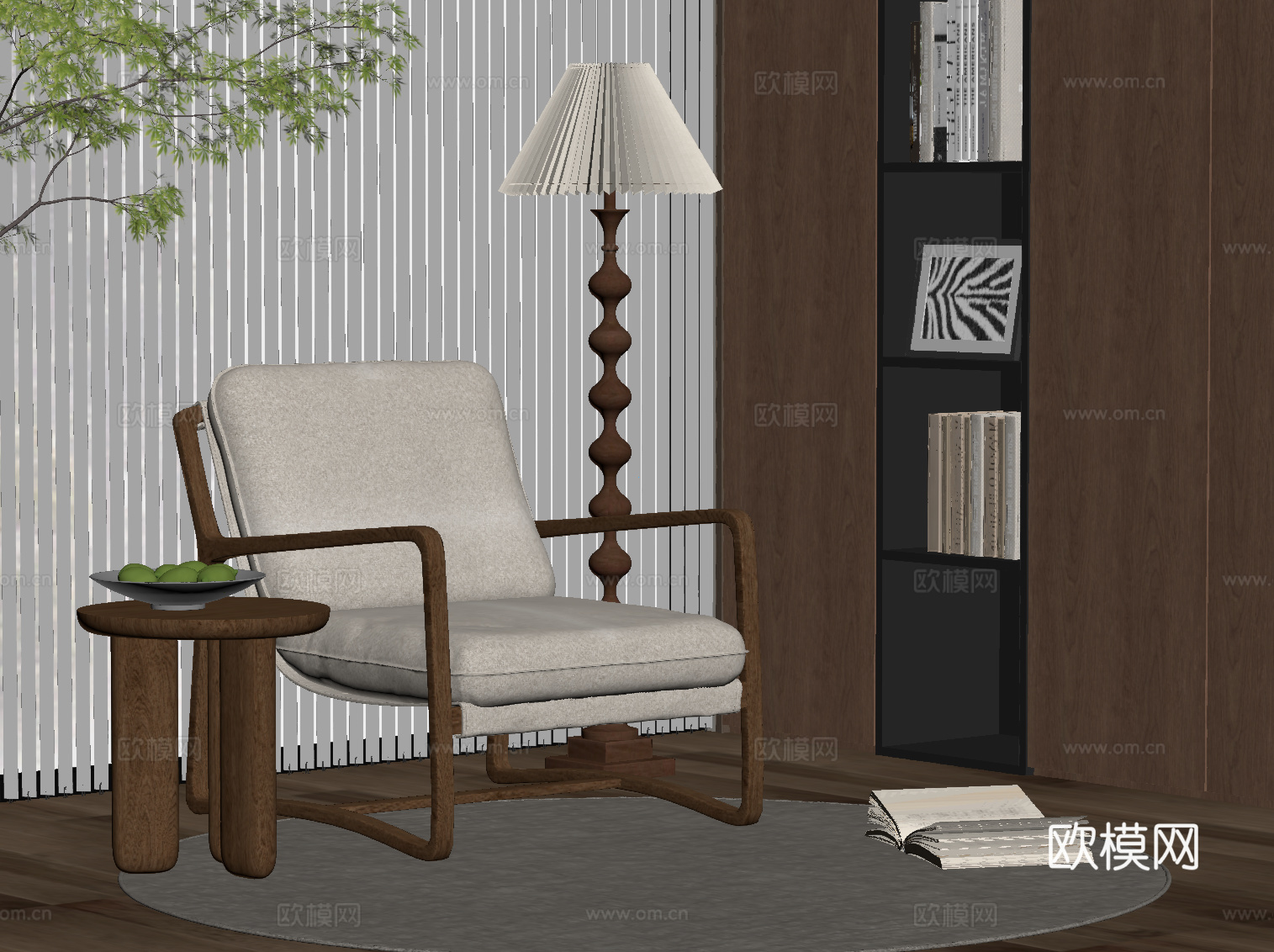 中古风休闲椅su模型