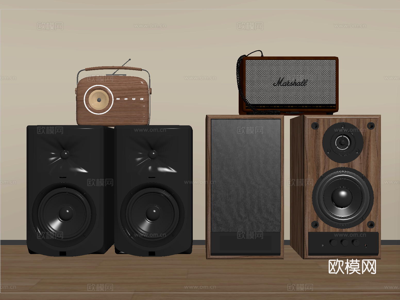 现代音响 低音炮 影音设备su模型