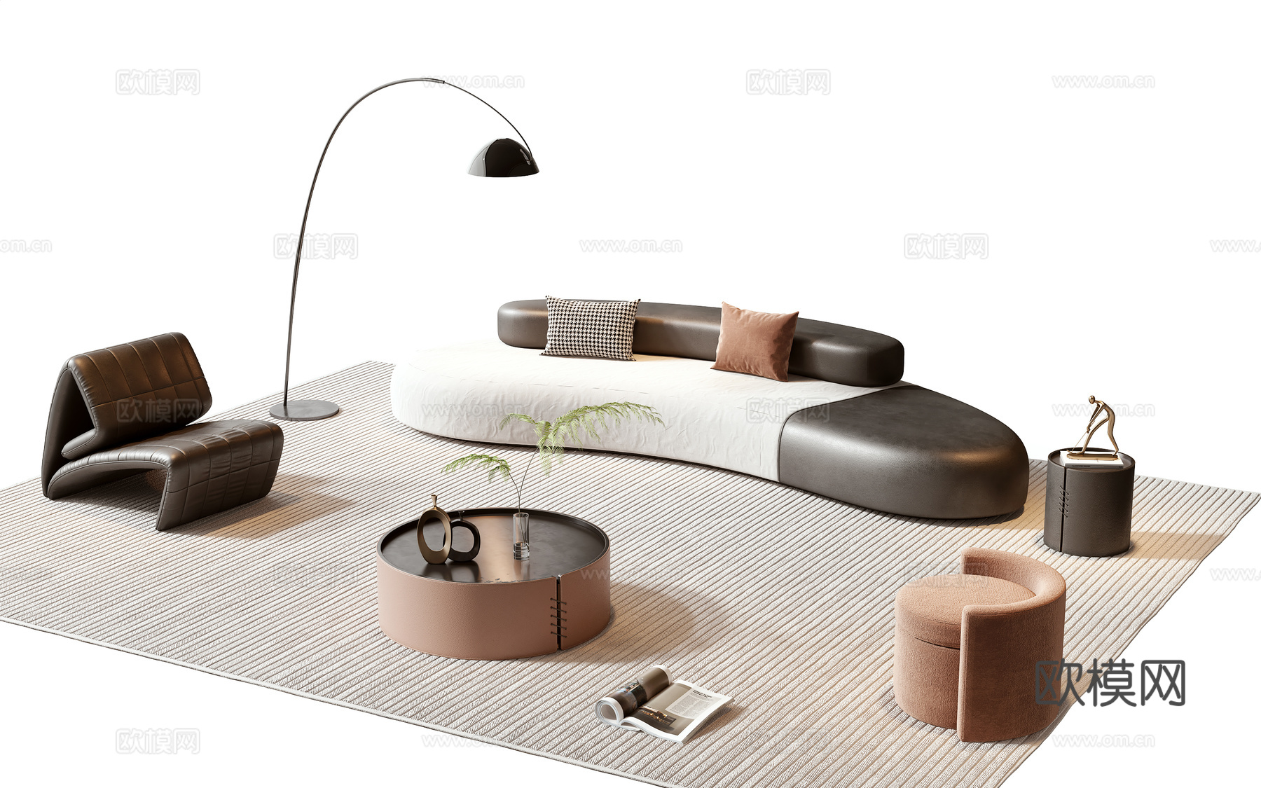 Minotti现代沙发茶几组合3d模型下载