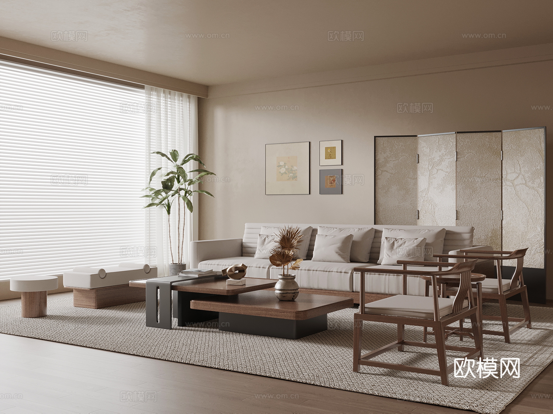 中古风客厅3d模型下载