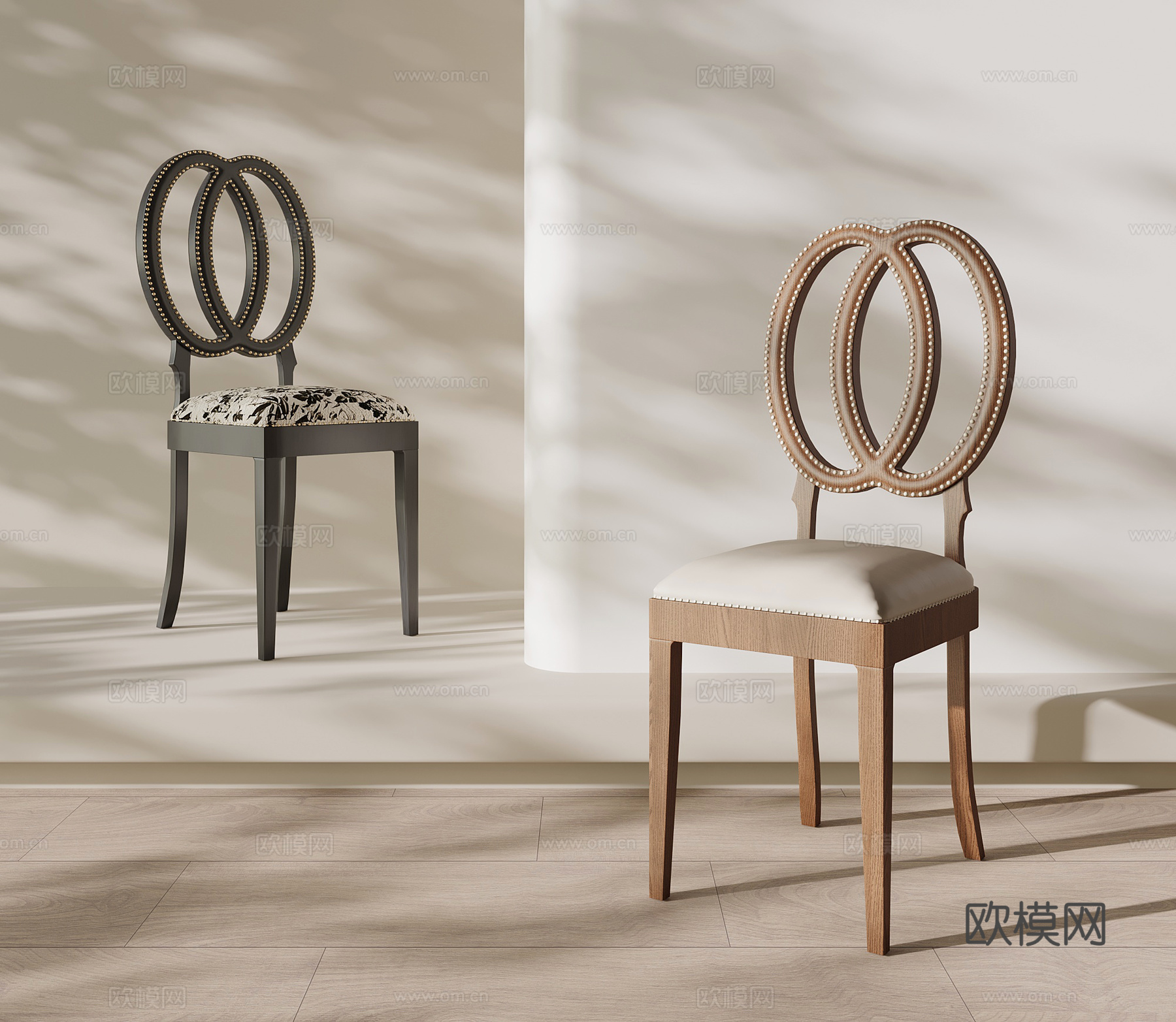 法式中古椅子 餐椅 单椅su模型