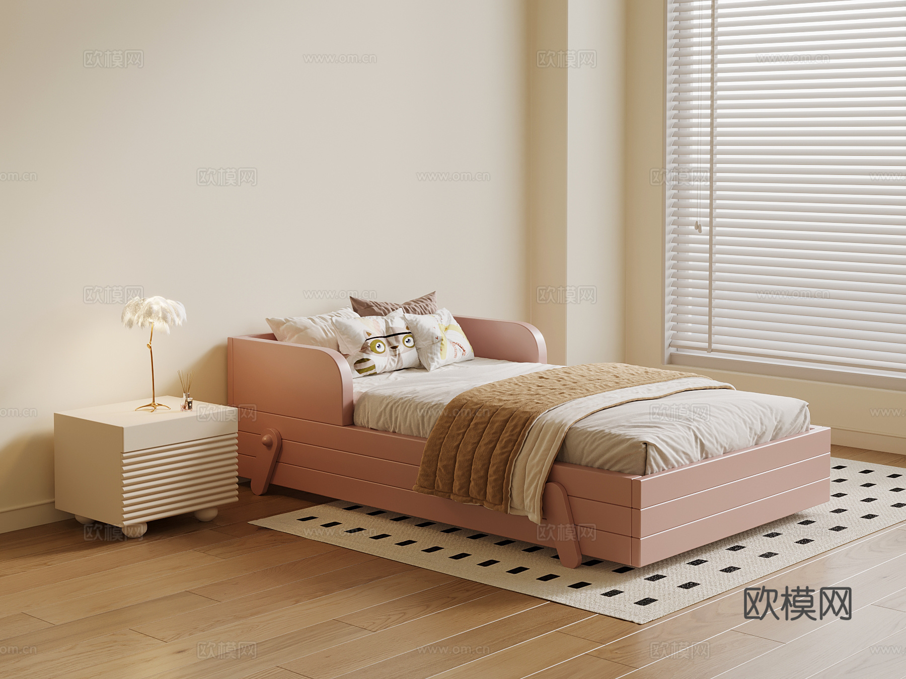 现代儿童床su模型