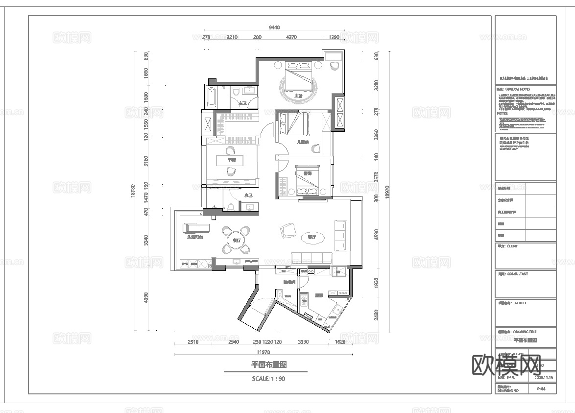 轻奢法式别墅 最新全套施工图 效果图合集cad施工图