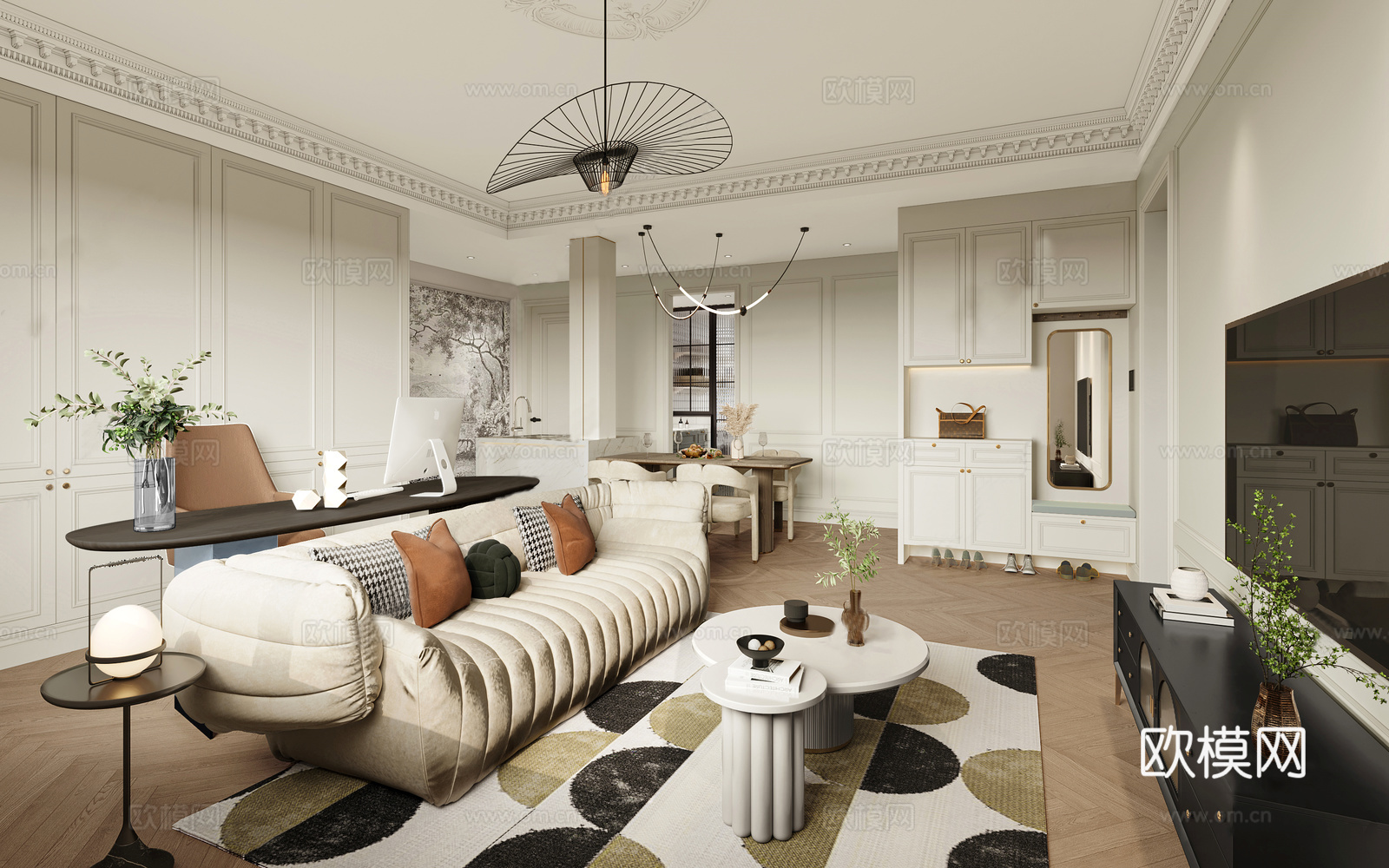 轻奢现代法式别墅 最新全套施工图 效果图合集cad施工图