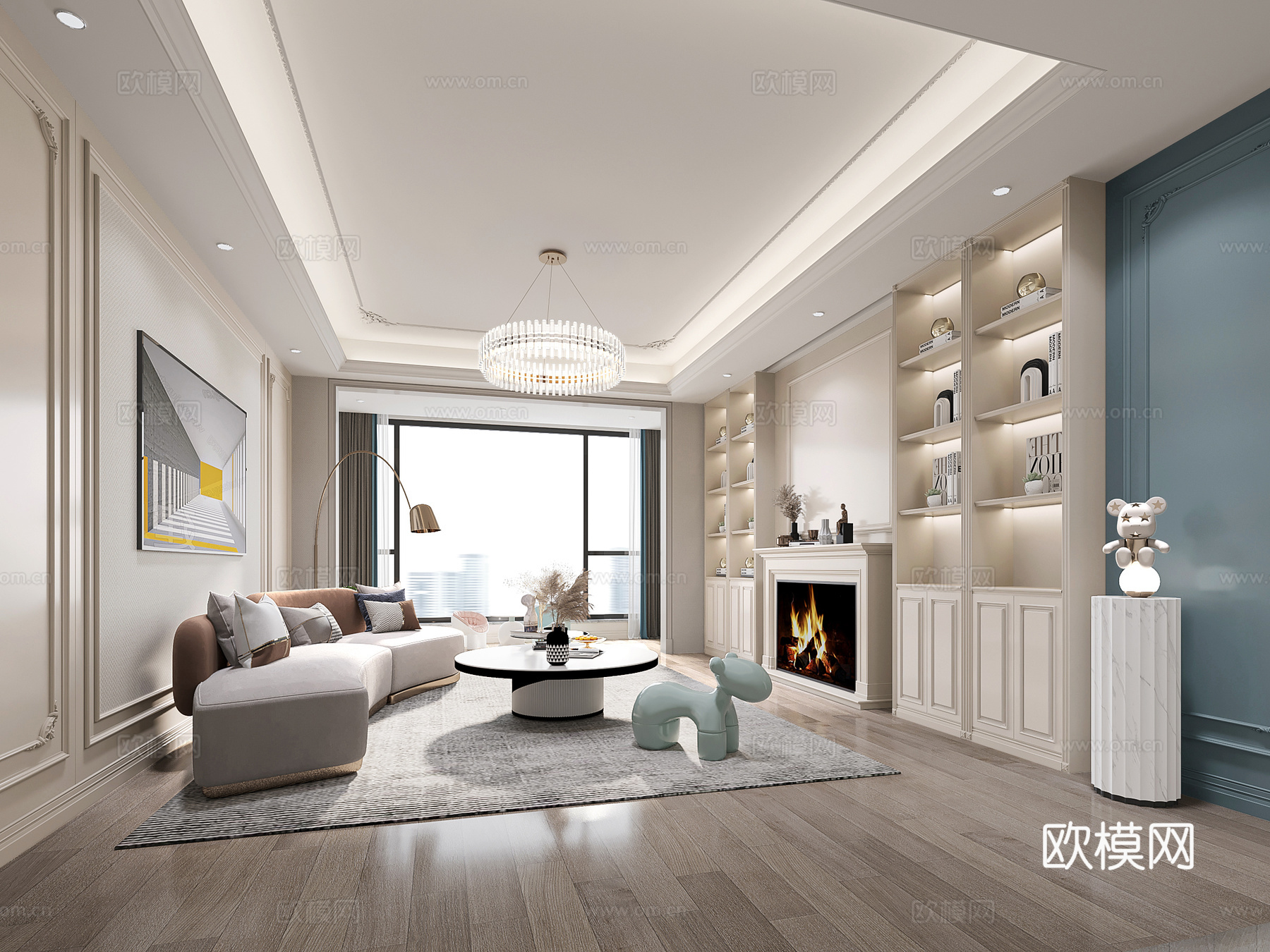 轻奢现代法式别墅 最新全套施工图 效果图合集cad施工图