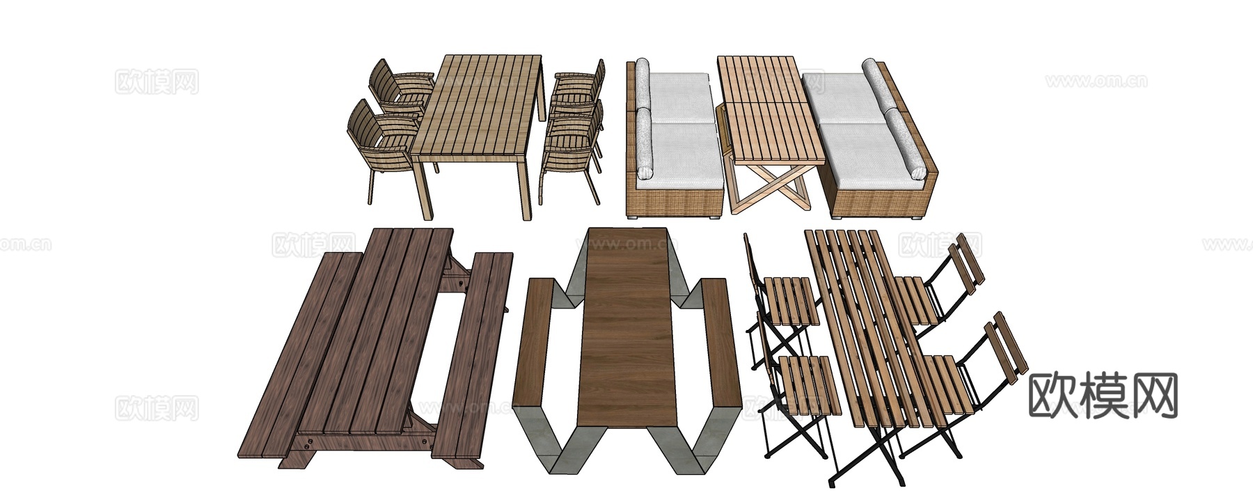 实木桌椅su模型