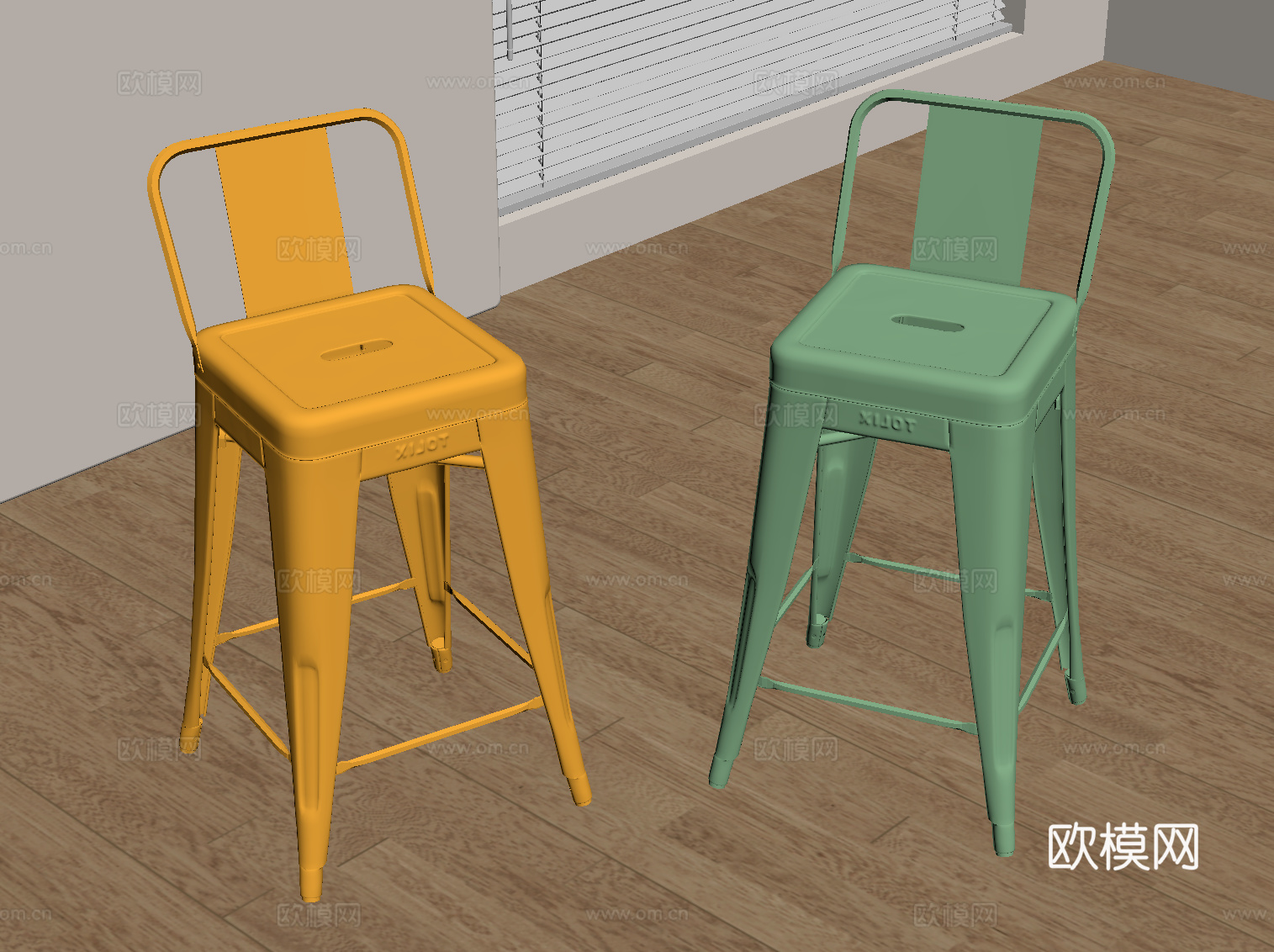 现代吧台椅su模型