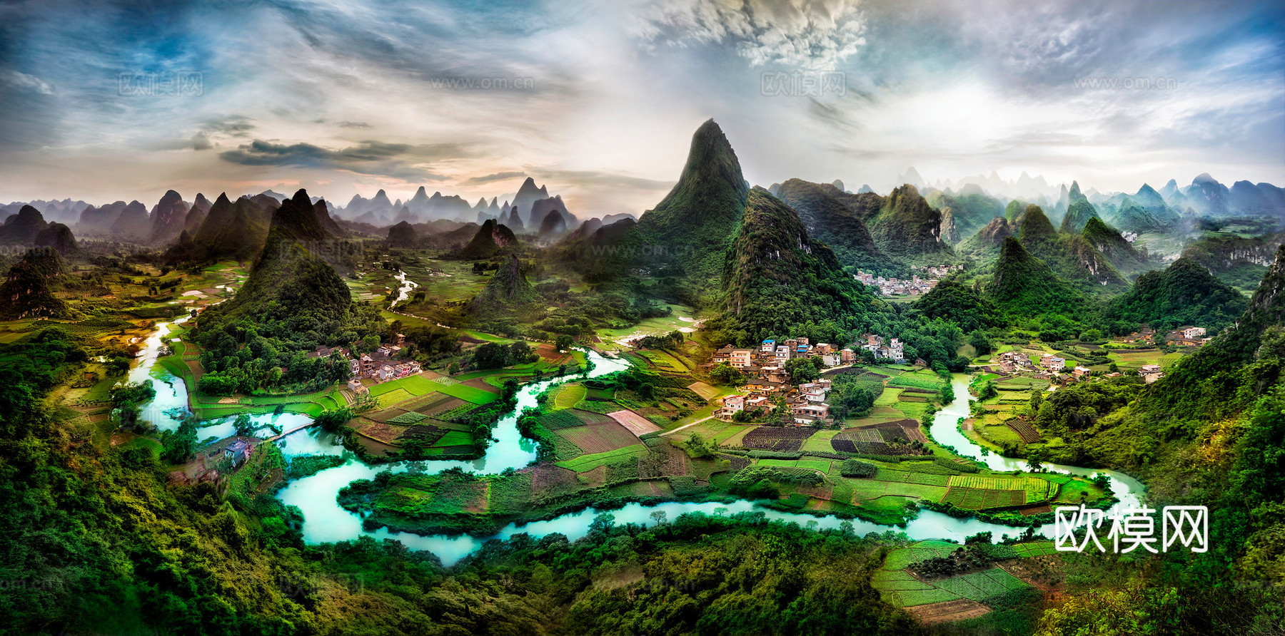 桂林山水艺术画芯下载（渲染图1）