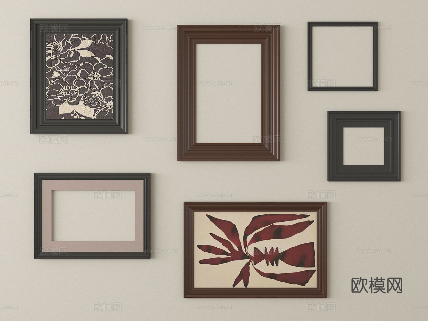 中古风装饰画 相框 画框su模型