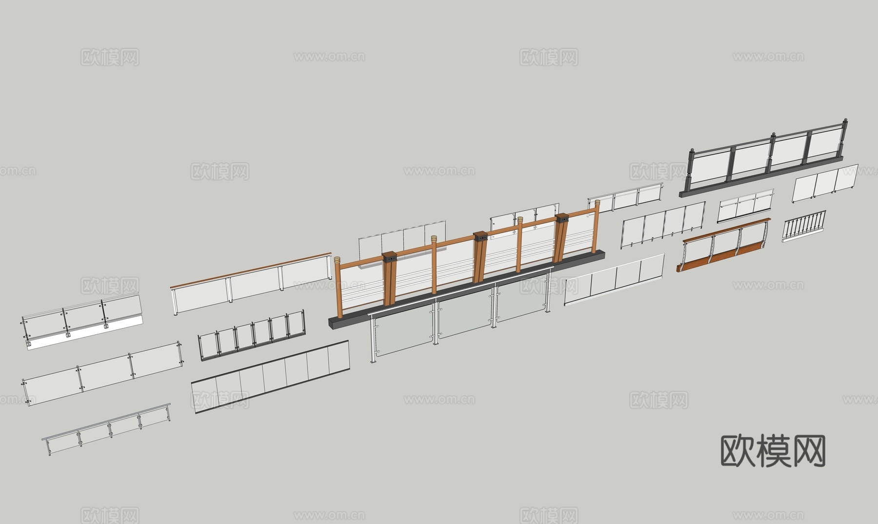 玻璃栏杆扶手su模型