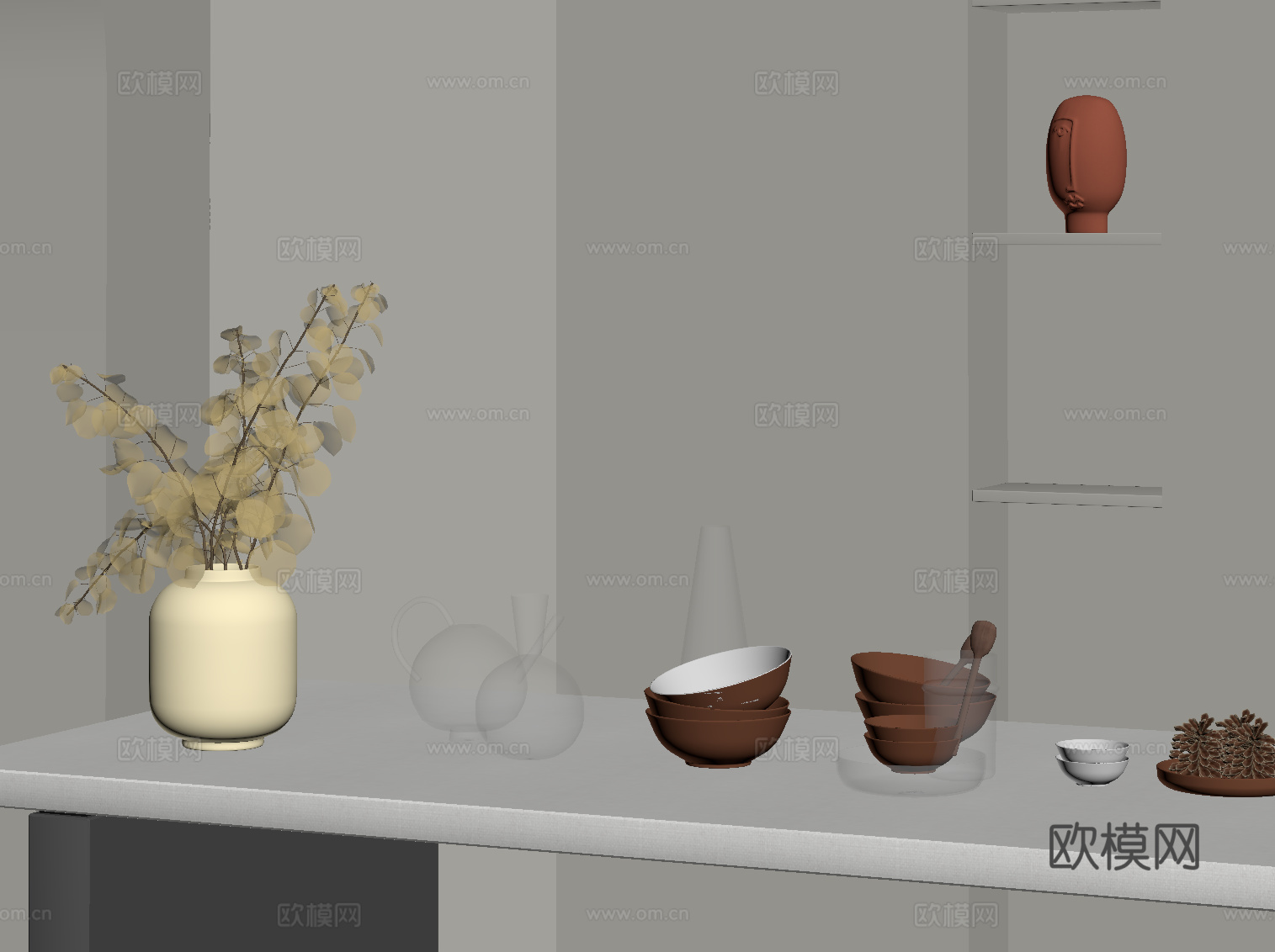 现代摆件su模型
