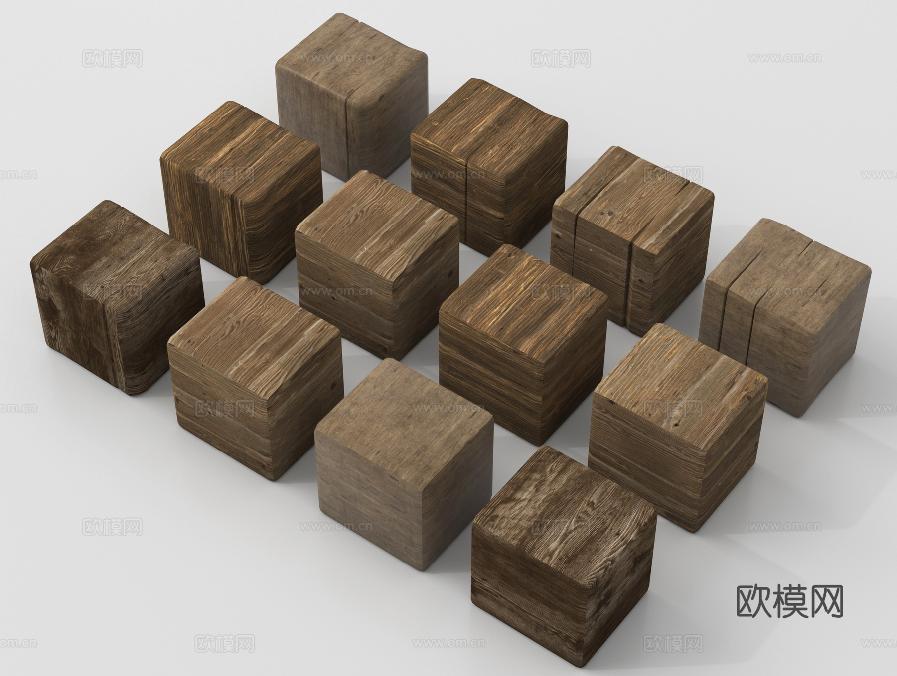 现代木桩 实木 木块  木头su模型