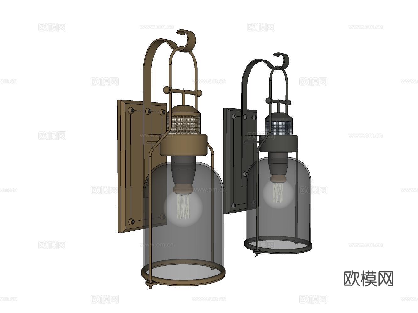 复古壁灯su模型
