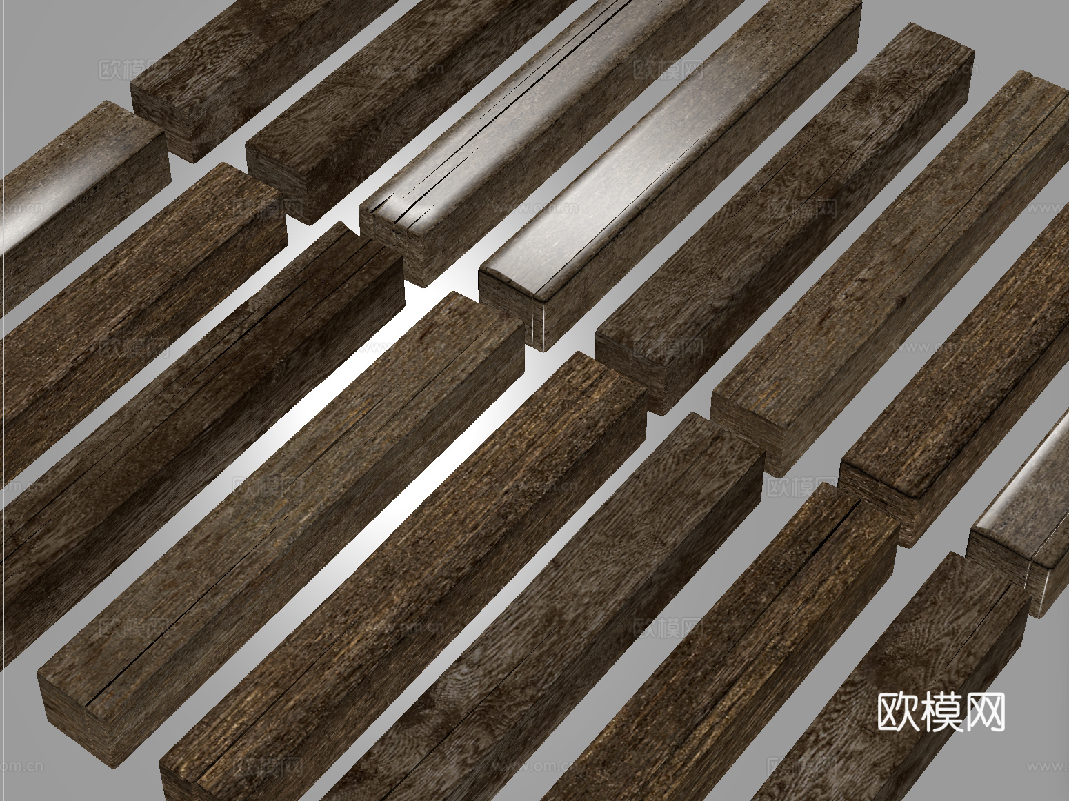 现代旧木梁 旧木桩 船木 方形木柱子su模型