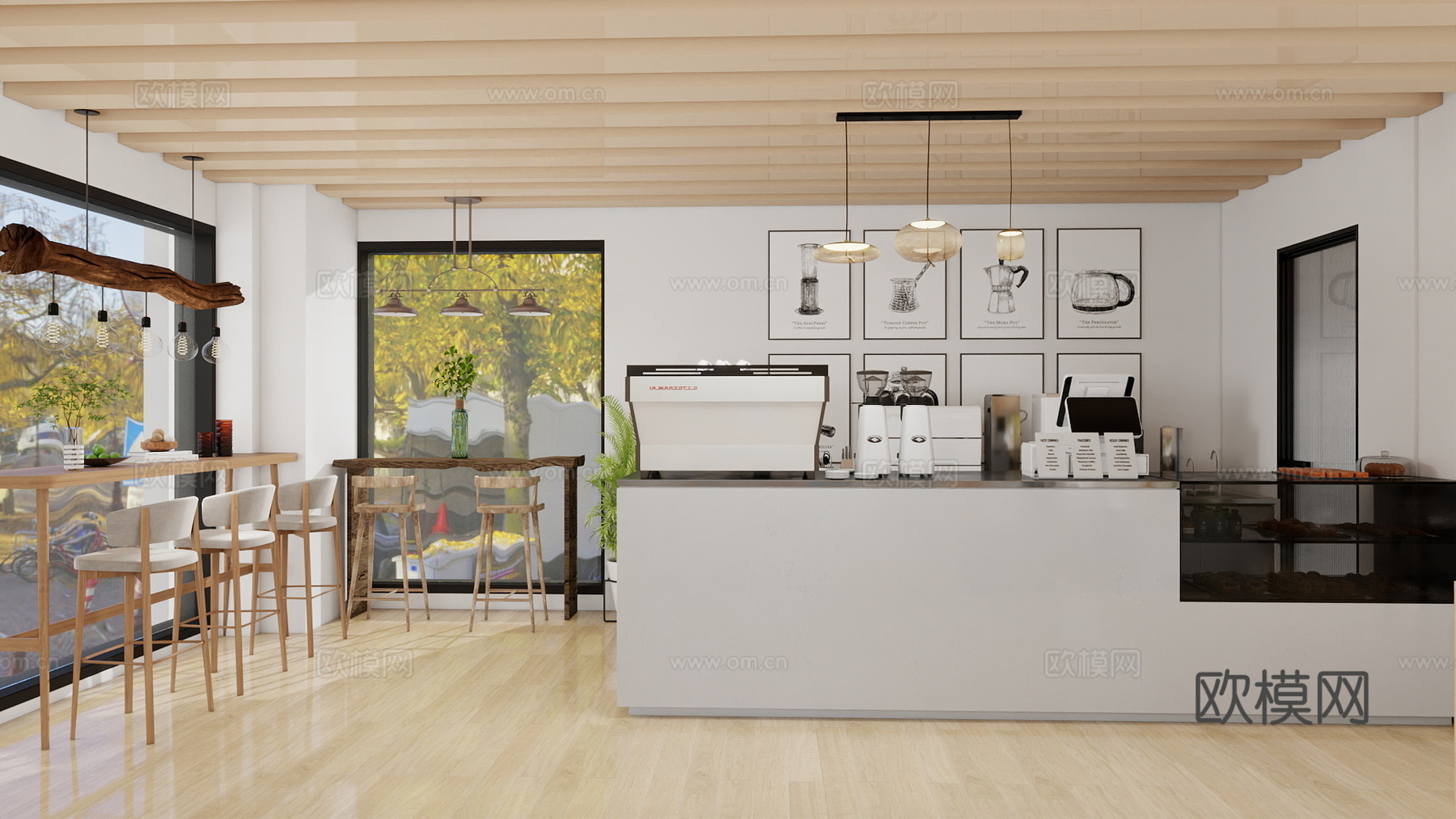 现代咖啡厅平面布局图效果图  咖啡厅平面布局图  咖啡厅平面cad施工图