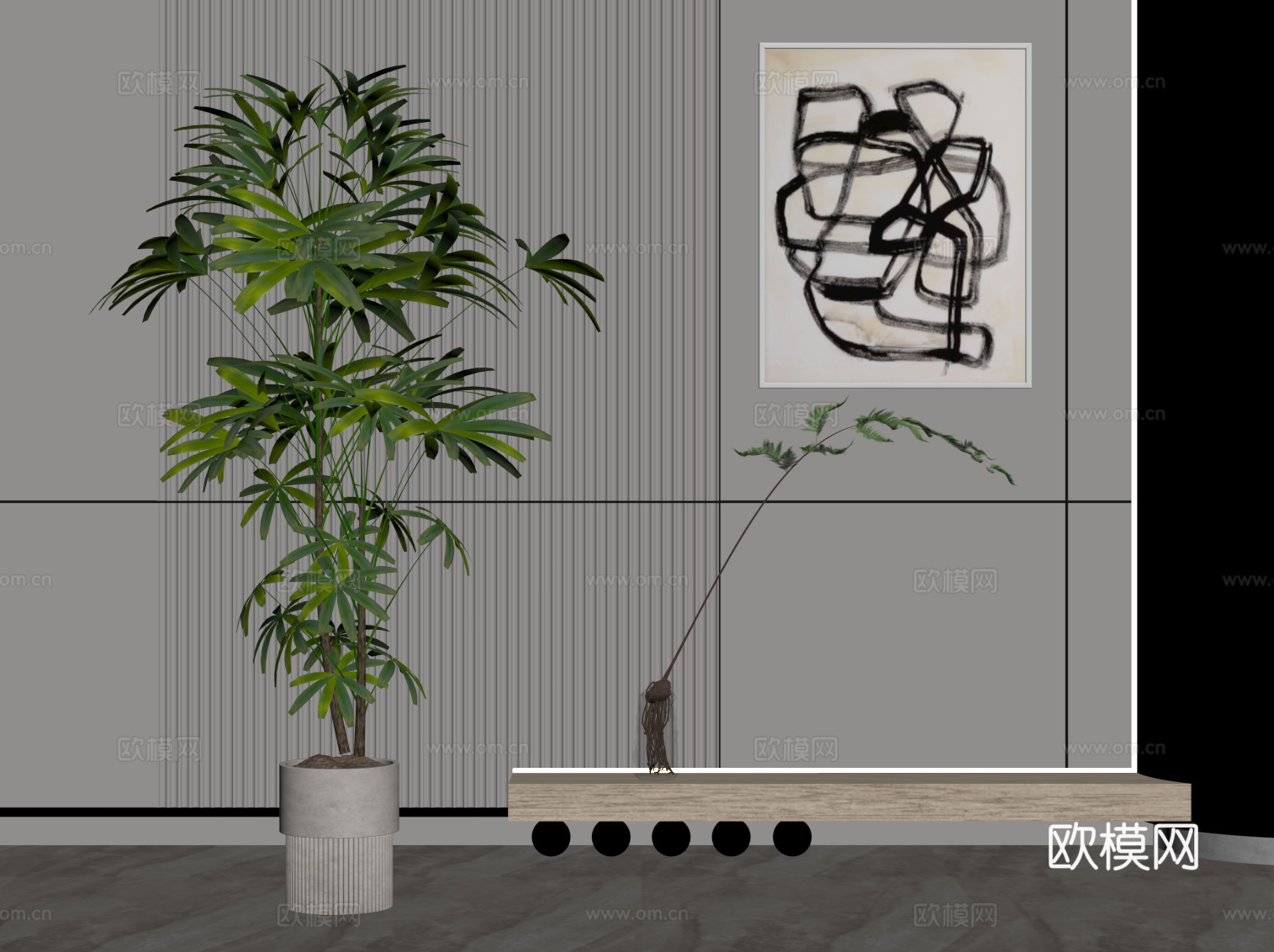 现代绿植su模型下载（渲染图2）