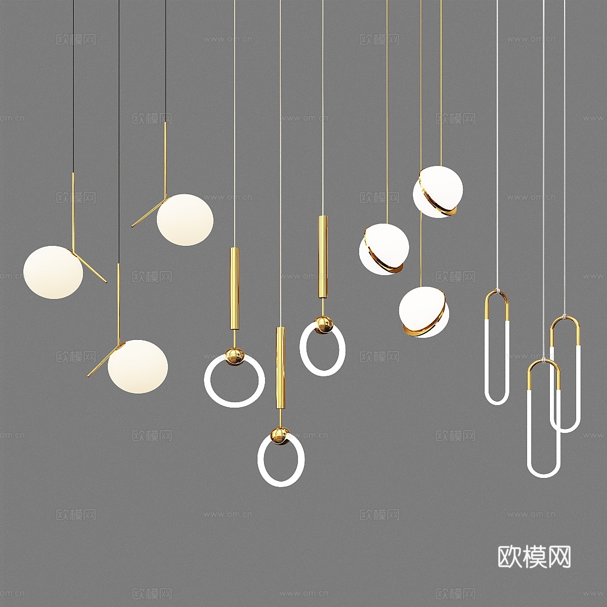 四盏吊灯_83d模型下载