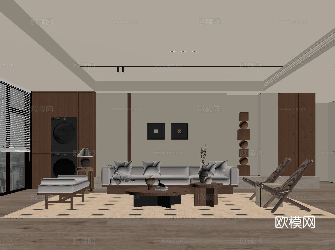 中古风客厅su模型