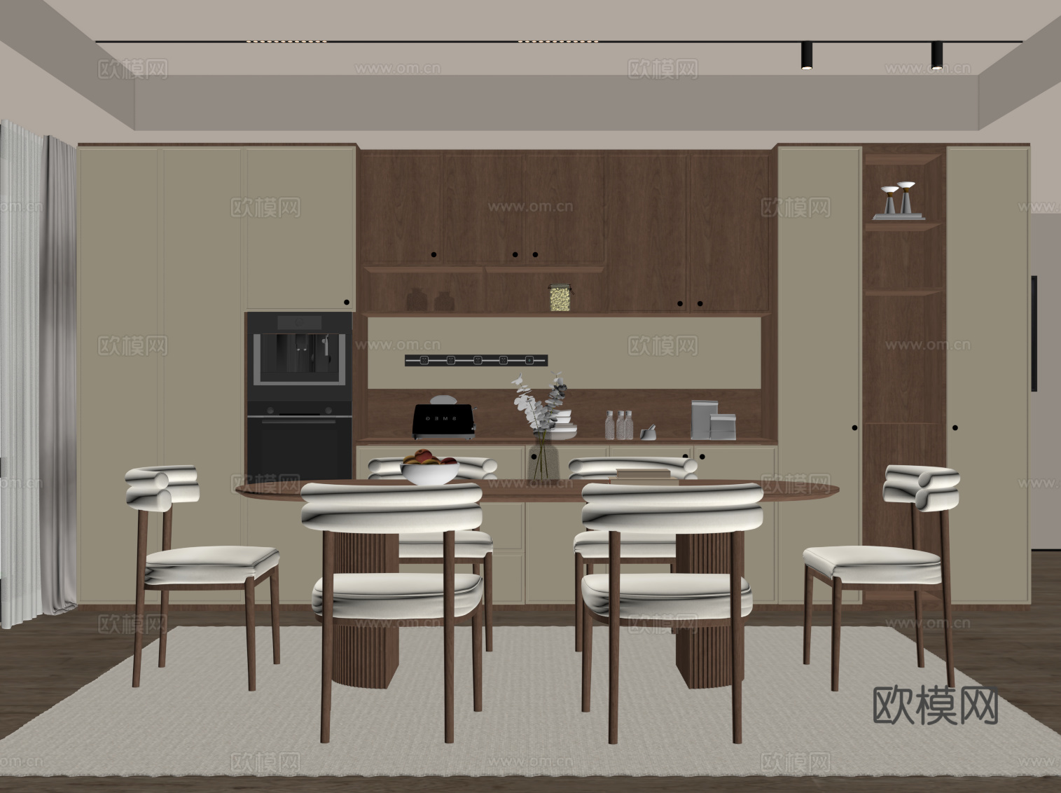 中古风餐厅su模型下载（渲染图2）