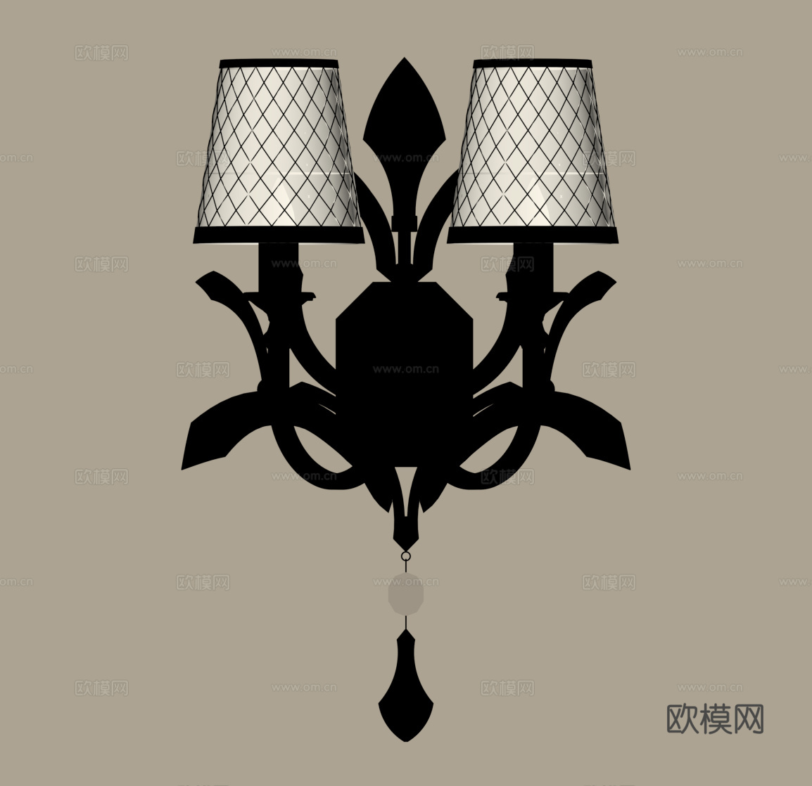 法式复古壁灯 金属壁灯su模型
