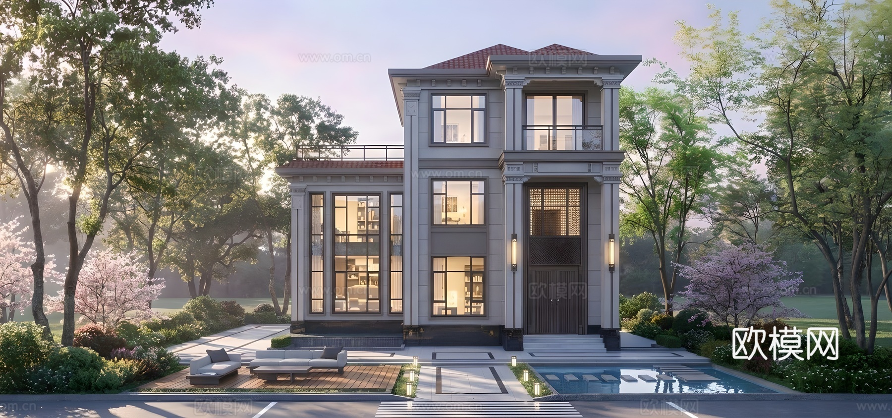 三层独栋别墅，自建房su模型