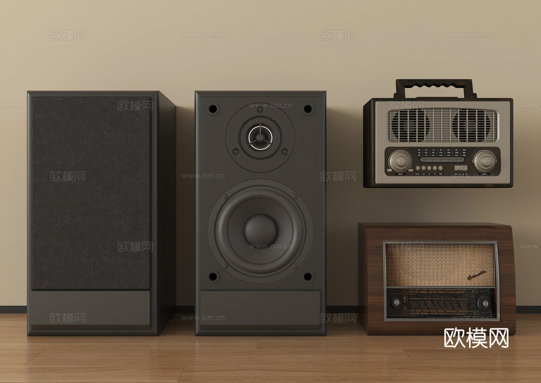 现代音响 低音炮 影音设备su模型