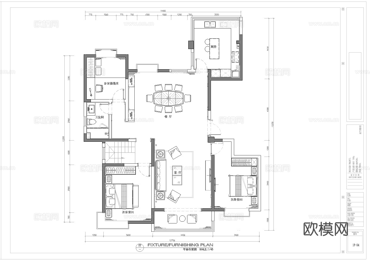 轻奢现代法式别墅 最新全套施工图 效果图合集cad施工图