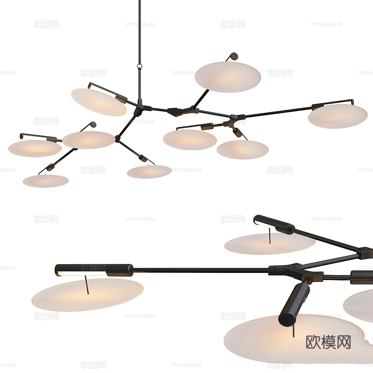 分支圆盘 - 黑色吊灯_23d模型