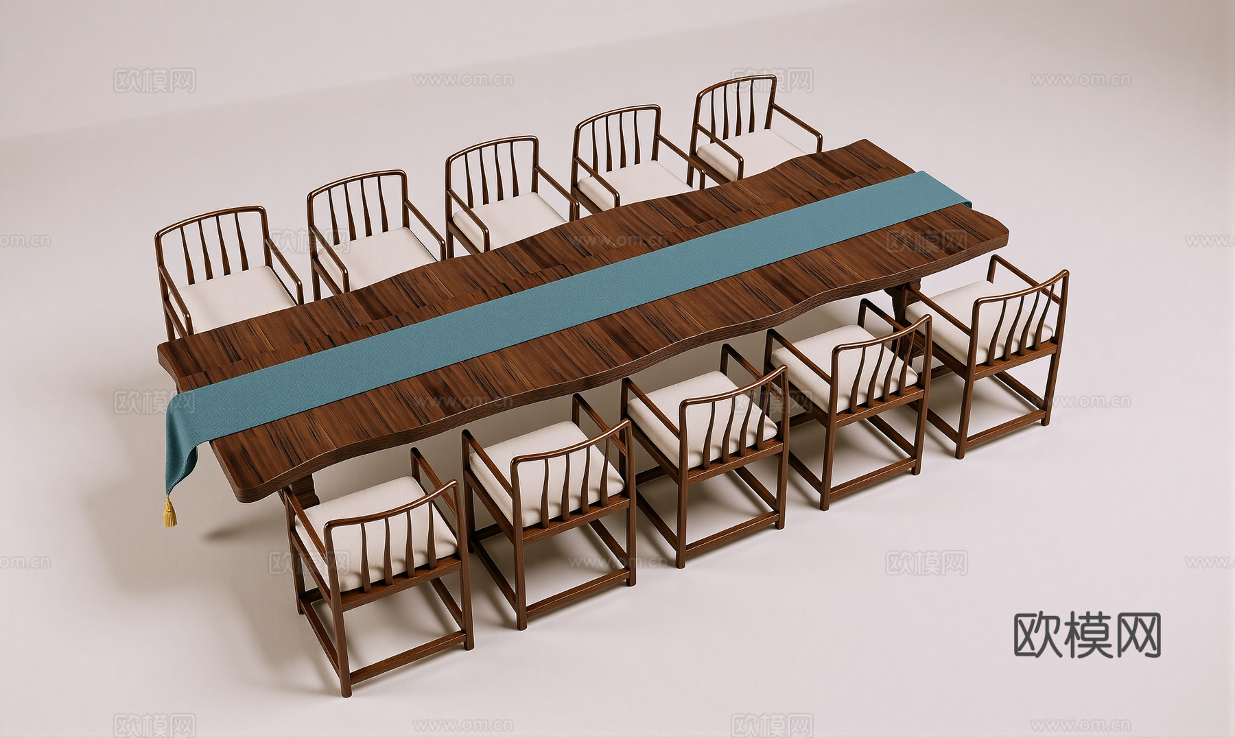 新中式餐桌椅su模型