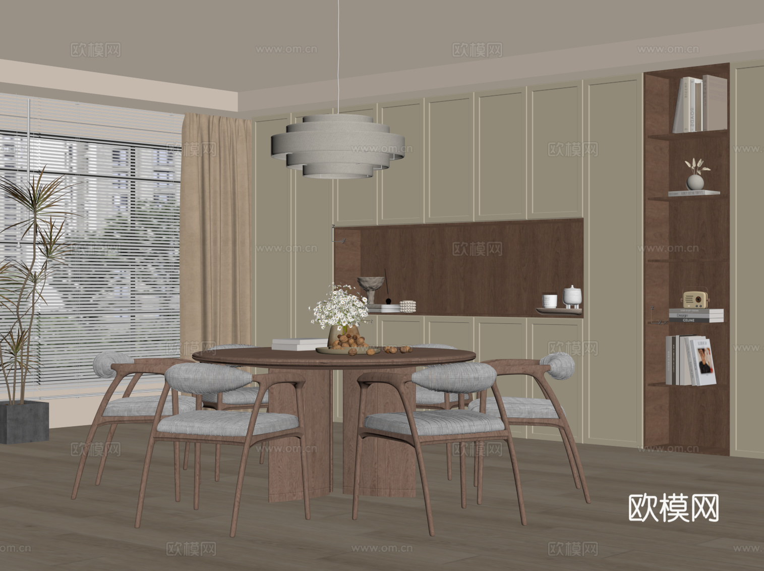 中古风餐厅su模型