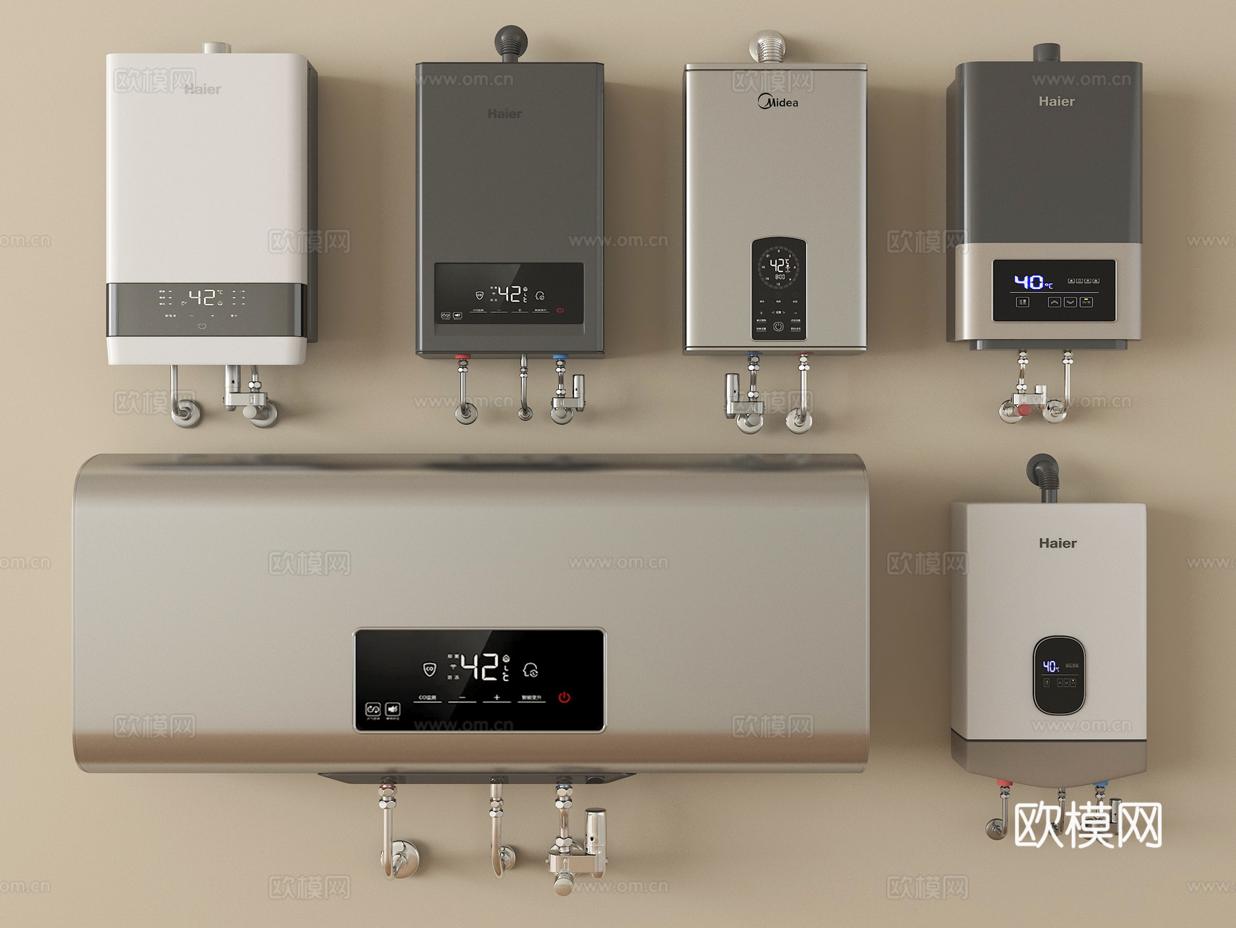 现代热水器 电热水器 燃气热水器su模型