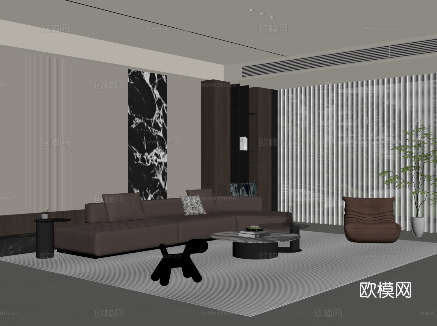 意式客厅su模型