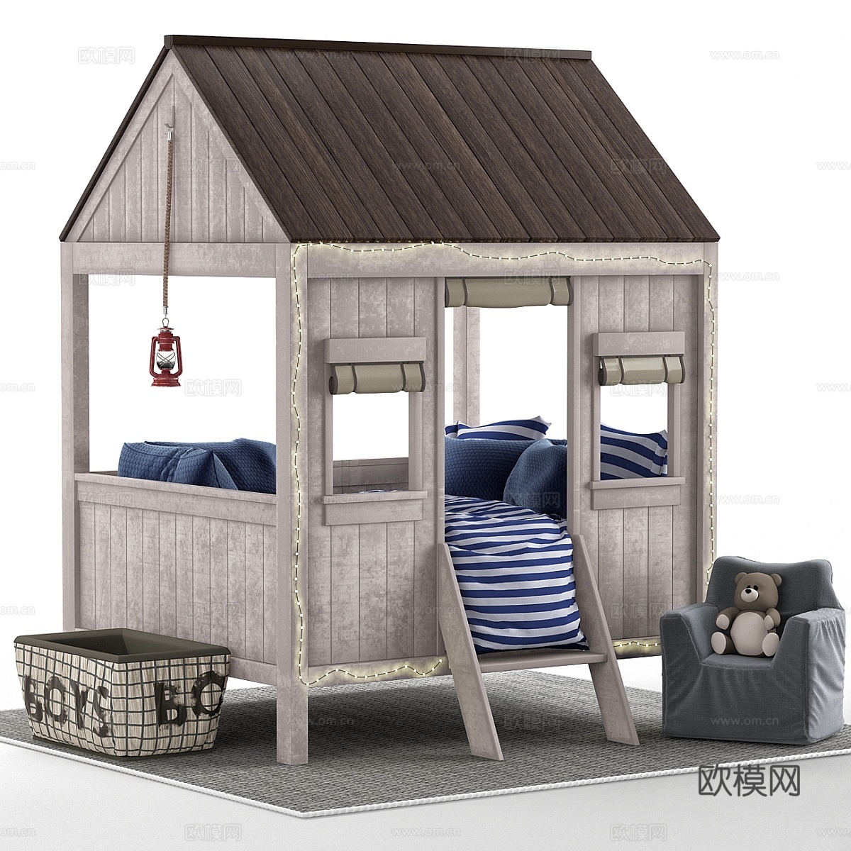 Restoration Hardware儿童床系列3d模型下载