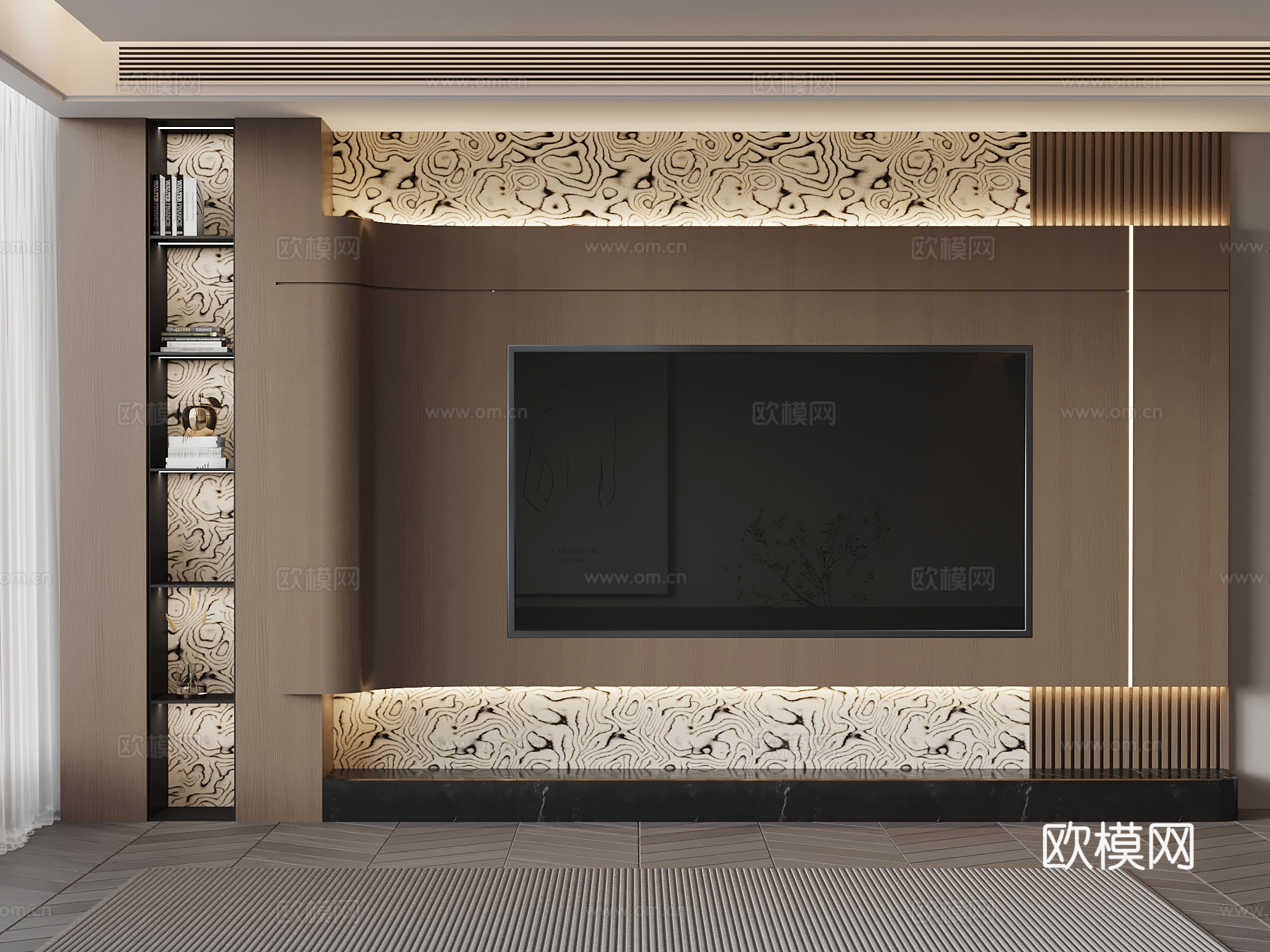 意式电视背景墙免费su模型