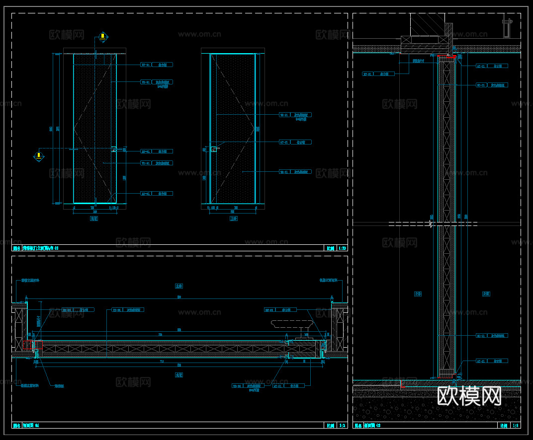 烤漆板单开门 单开门 卧室门 门节点cad施工图下载（渲染图2）