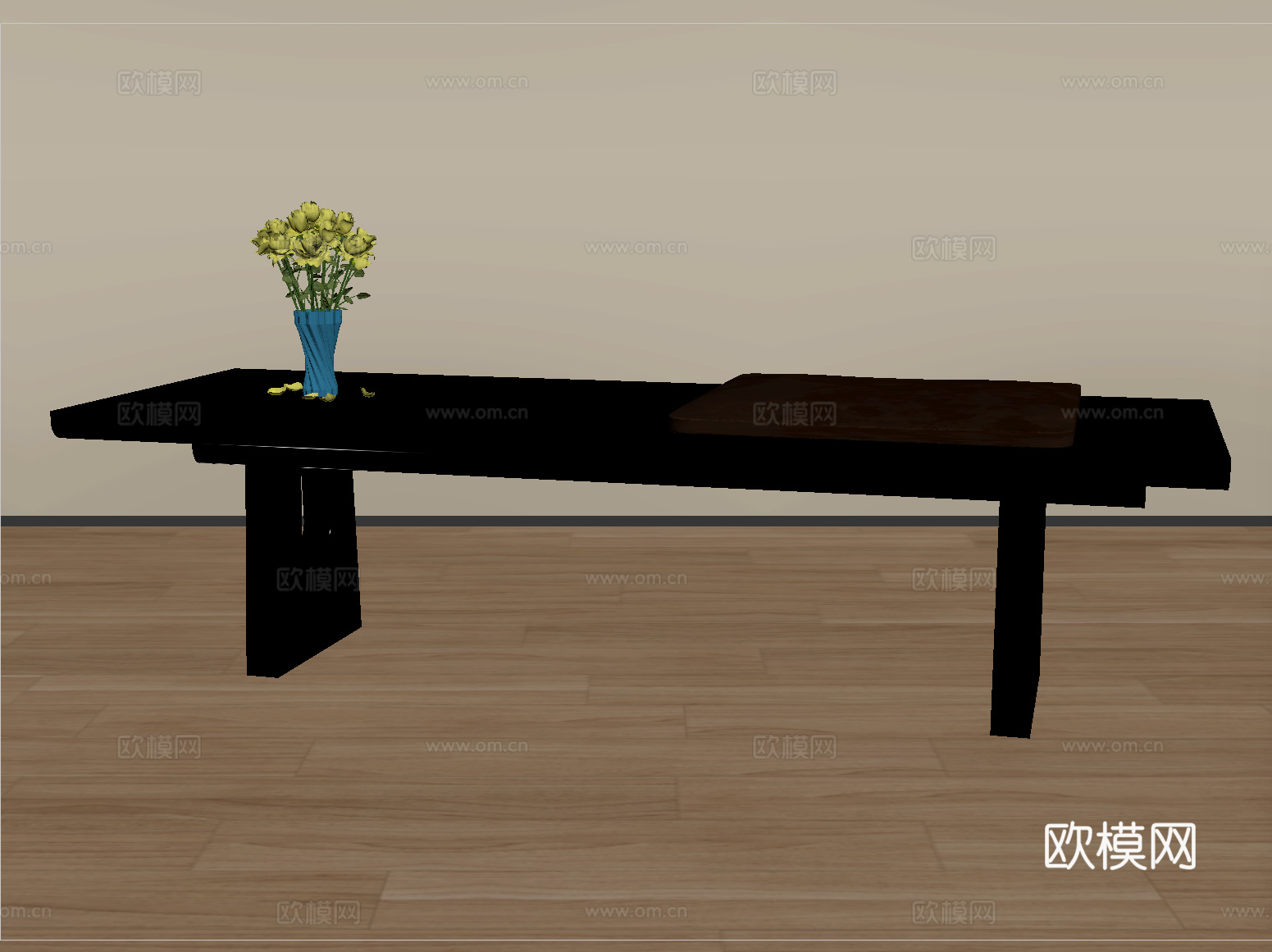 新中式床尾凳 换鞋凳 长凳su模型